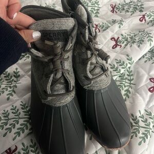 Sperry Charcoal and Dark Gray Duck Boots